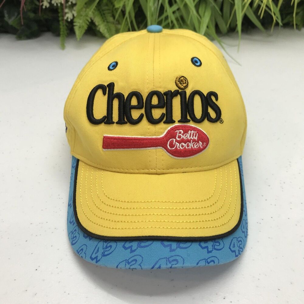 Petty Enterprises Hat Cap Strap Back Yellow Blue NASCAR Racing Cheerios 43 Mens